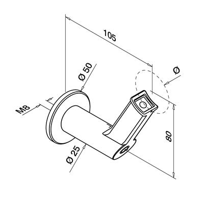 Handrail bracket for wall, Q-line, MOD 9320, 304