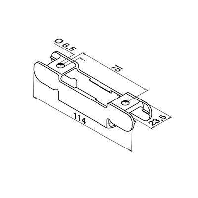 Cap rail adapter for handr. bracket, w. cable duct, 316